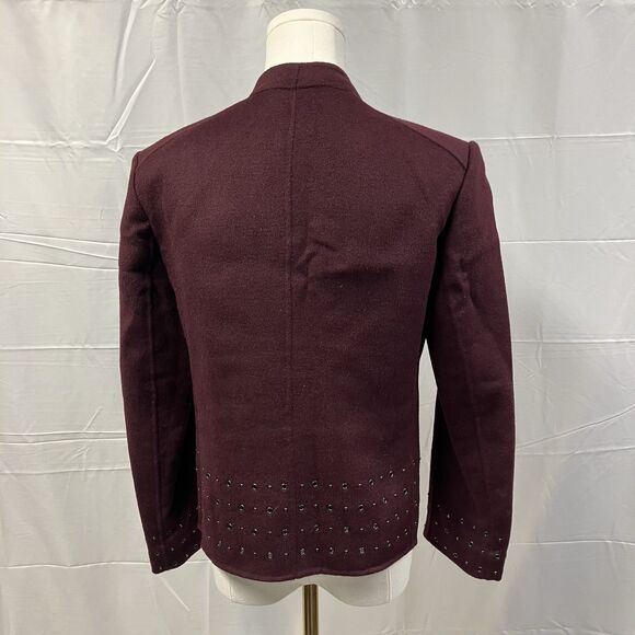 Anne Klein Wool Blend Studded Blazer Jacket Coat Sz PS Maroon‎ Classic Career - Picture 11 of 15